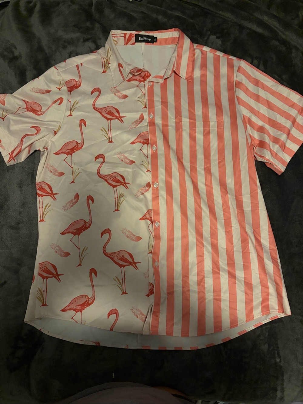Van Heusen Pink Flamingo & Stripe Short Sleeve Button-Up Shirt